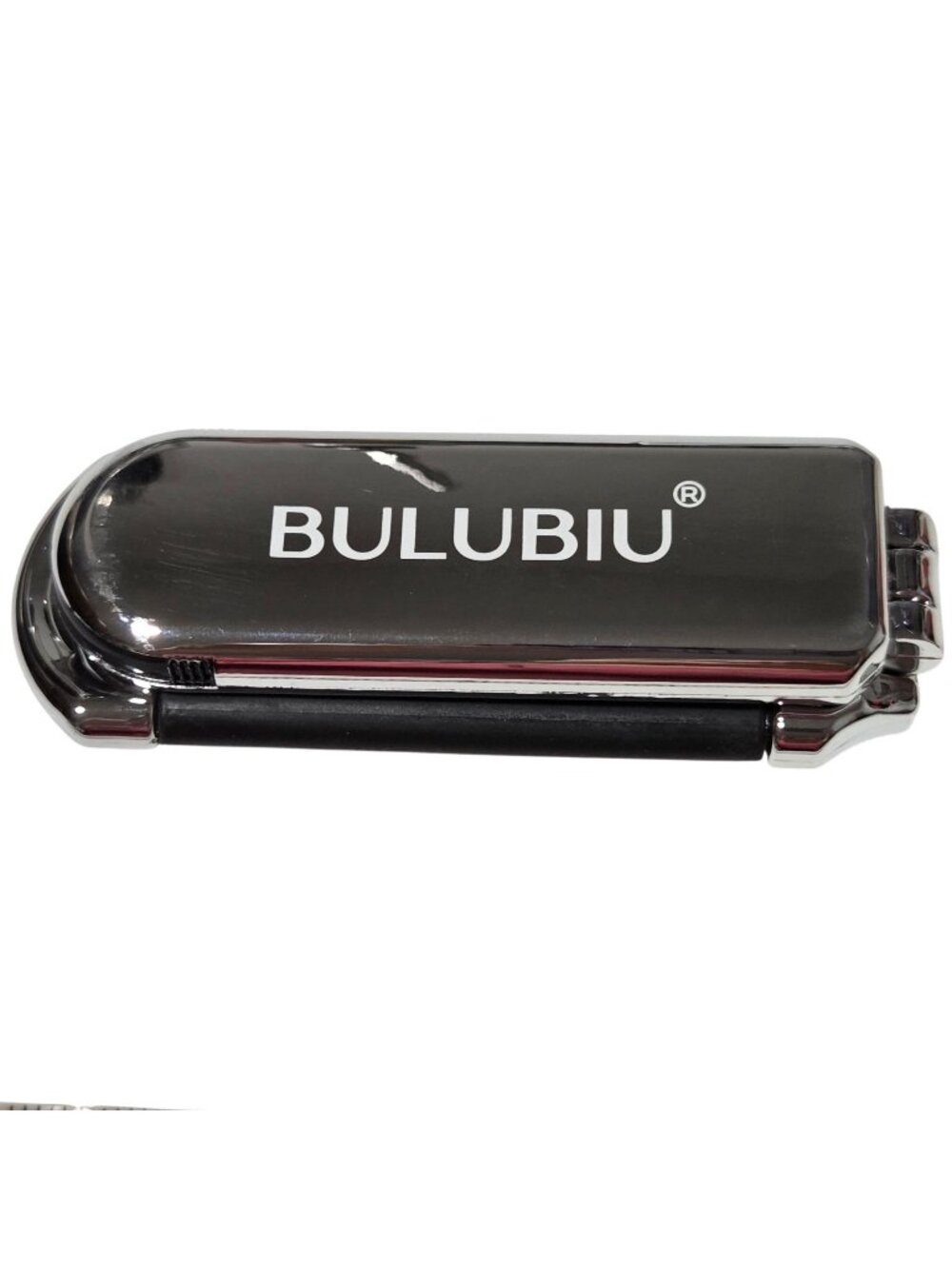 Bulubiu Folding Pocket Hair Brush Mirror Combo Compact Travel Size Black Silver